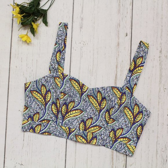 Zara Bustier Leaves Crop Top L - Picture 5 of 10